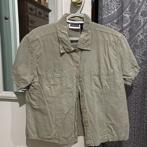 Sage green button up short sleeve shirt